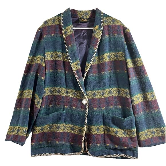 VTG David Paul New York Boho Bohemian Southwest Native Blazer Women Jacket Sz M - Picture 1 of 9